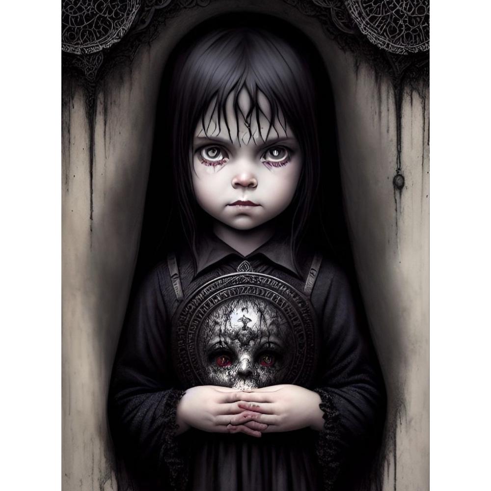 2026 New Dark Gothic Automaton Doll 5d Full Diamond Painting Skeleton Cartoon Character Crystal Cross Stitch Mosaic Home Decor