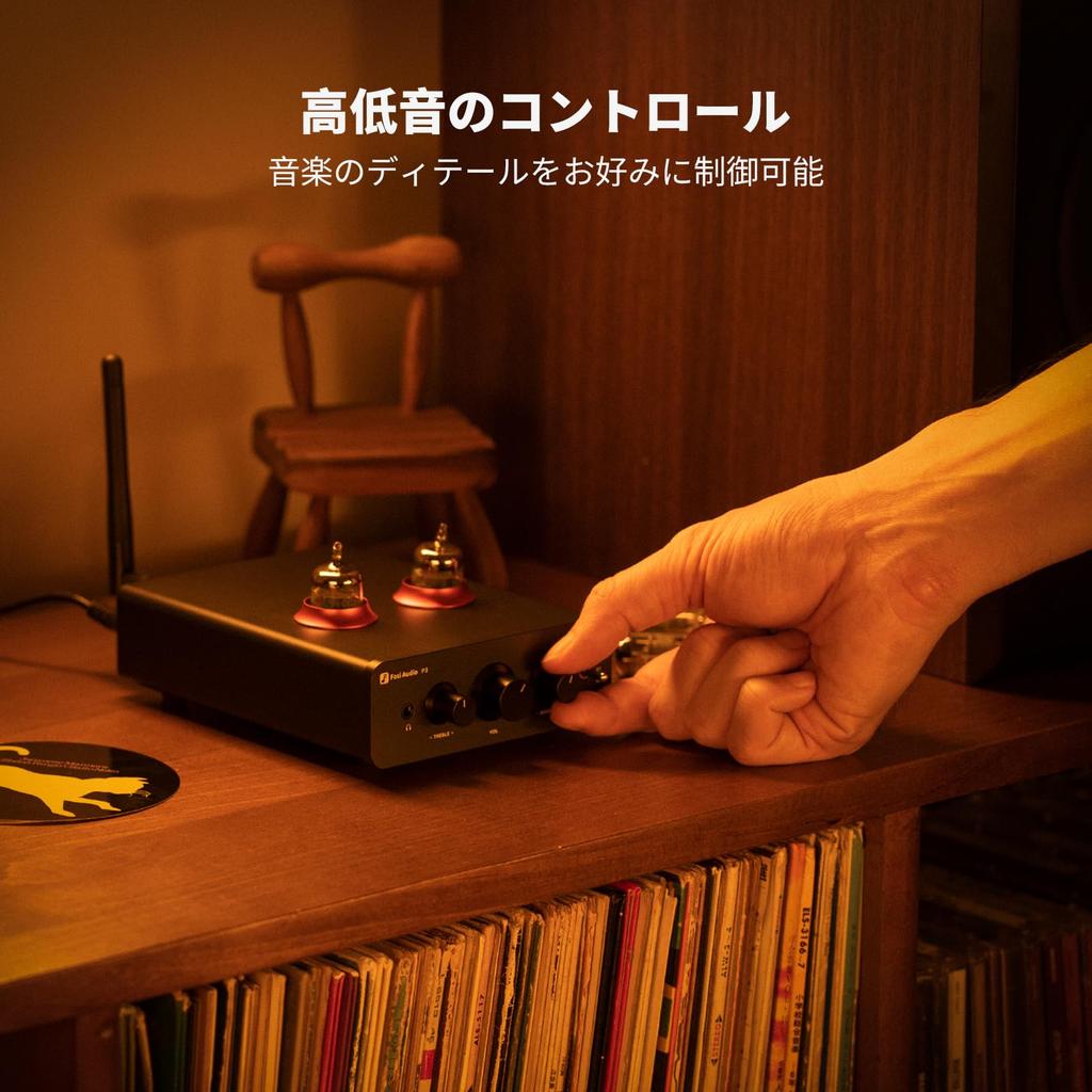 Fosi Audio P3 Vacuum Tube Preamplifier Headphone Amplifier Compact Home Audio Mini Vacuum Tube Preamplifier Bluetooth aptX LL HD Bass Control HiFi