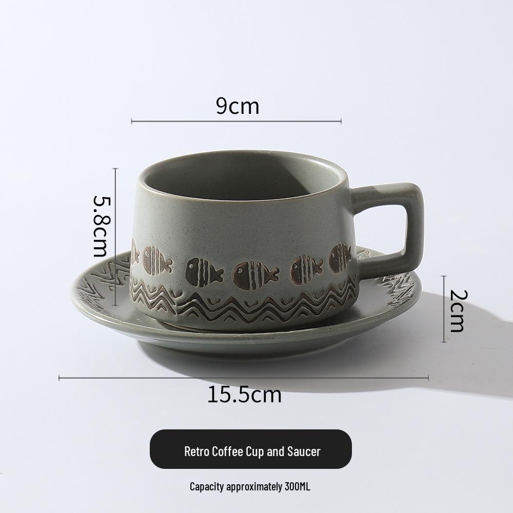 Hand-Painted Ceramic Latte Mug with Saucer and Cover