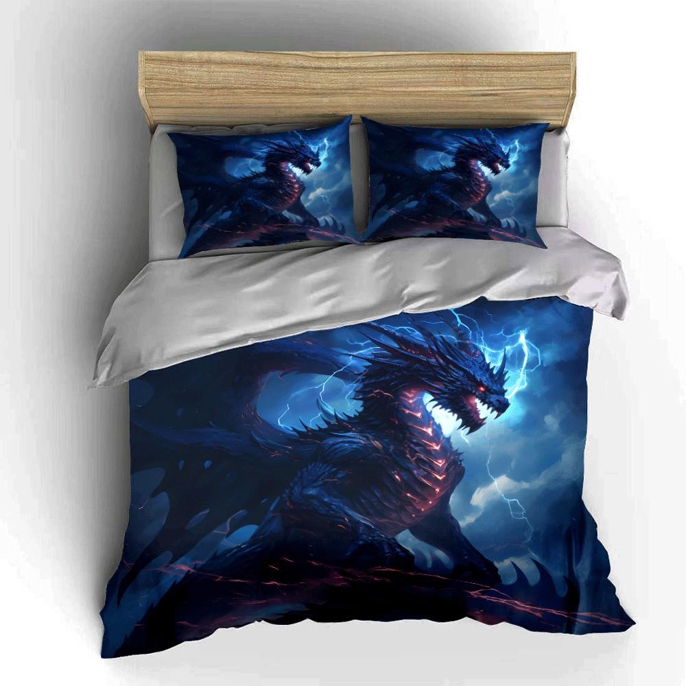 Epic Dragon Battle Fantasy Artwork Exquisite Three-Piece Bedding Set Gift For Kids And Adults EU Twin 135X200cm&set