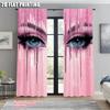 2pcs, Upscale Curtains 2D print Eyelash Printing Versatile 100% Polyester (without rod) Decorations Clearance for Room, Kitchen,