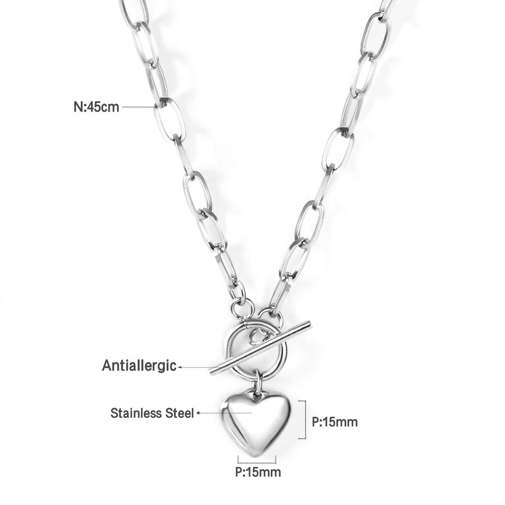 Love pendant collarbone chain personalized trend OT buckle necklace stainless steel plated 18K gold jewelry women