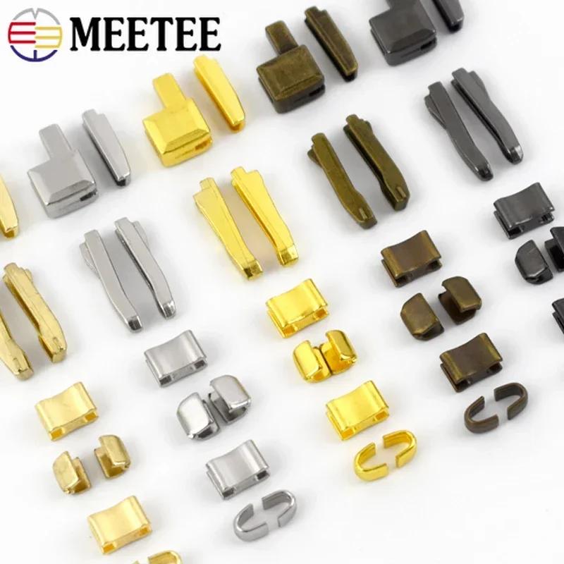 Meetee 20Sets 3# 5# 8# 10# Metal U Shape Zippers Stopper Zipper End Lock for Sewing Bag Clother Zips Repair Kit DIY Accessories