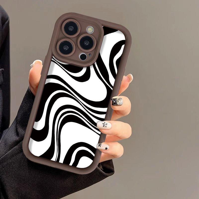 Black and white zebra pattern for iPhone17PorMax phone case 17 Apple 16 matte 14/15 premium ins wind