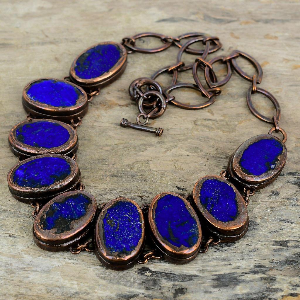 Lapis Lazuli Necklace Electroformed Copper Necklace Adjustable Chain Necklace Handmade Gemstone Necklace Decent Copper Jewelry Gifts For Mom