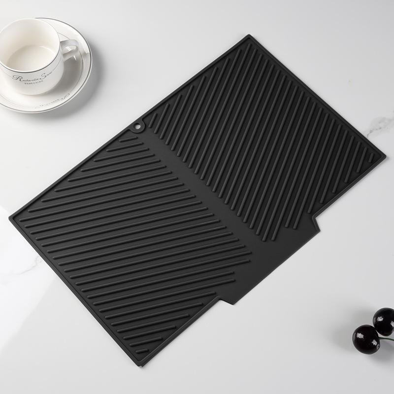 Universal Size Silicone Kitchen Draining Mat Heat Resistant Non-Slip Pad for Dish Drying Counter Dining Table Home