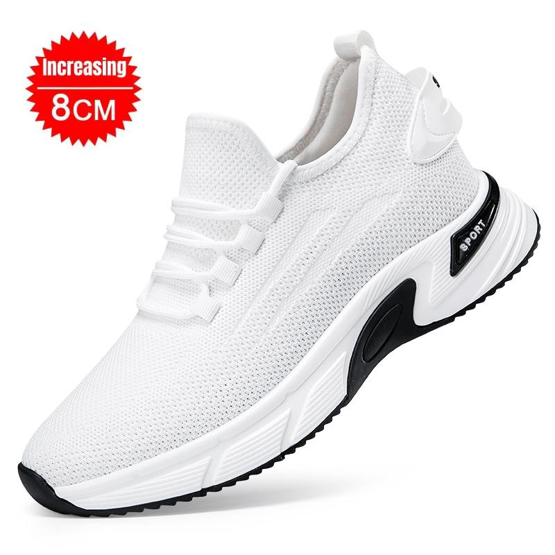 Mesh Elevator Shoes Men Lifting Board Shoes Flat Sneakers Summer Thick Sole Hidden Height Enhancing Increase Sports Casual Shoes