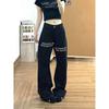 Dark Polka Dot Straight Leg Jeans Women 2026 Premium Black Denim Pants Trendy