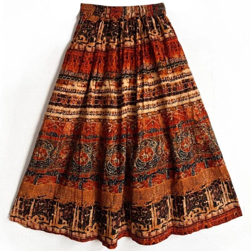 Johnature Damen Röcke im Vintage-Stil mit Frühlingsdruck