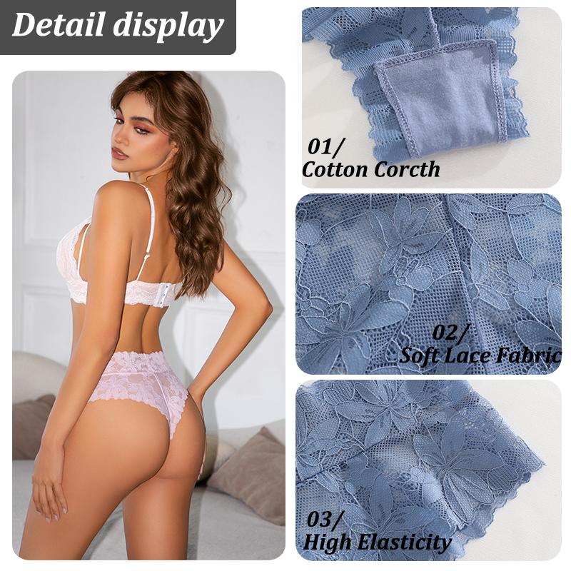 FINETOO 5 Bucăți Tanga Sexy din Dantelă Femei Chiloți cu Talie Joasă Sexy Moi Lenjerie Intimă Doamne Chiloți Florali Trendy Lenjerie Intimă Femei