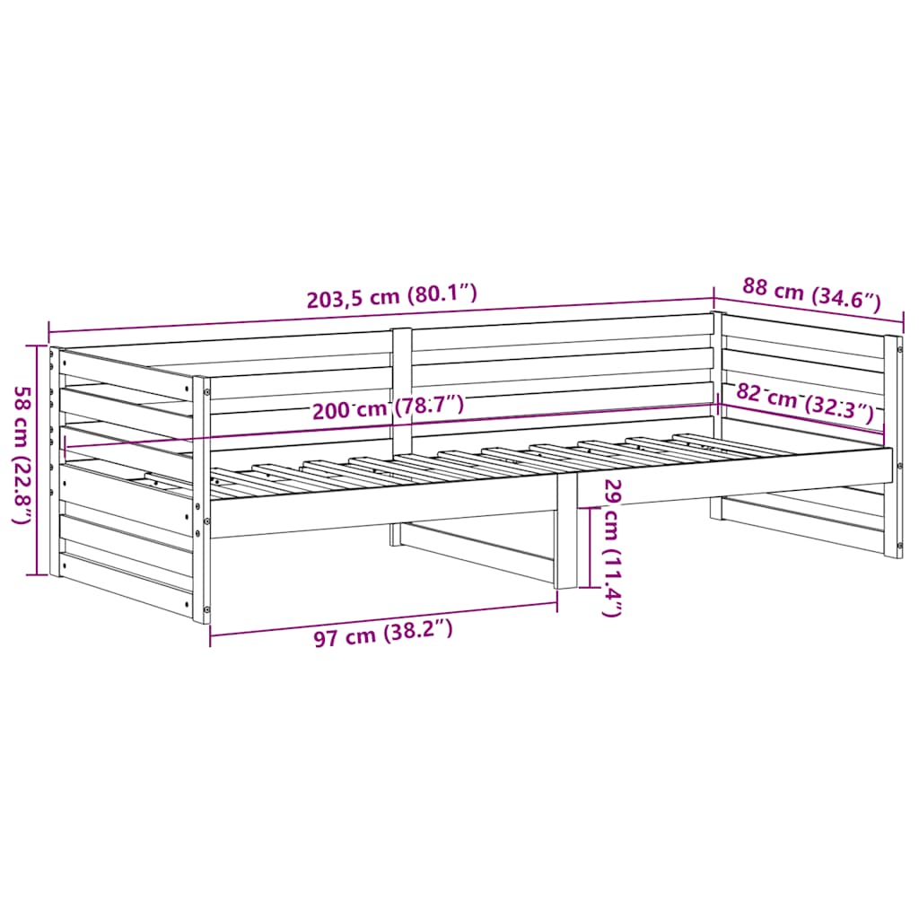 Daybed without Mattress 80 x 200 cm Solid Pine Wood