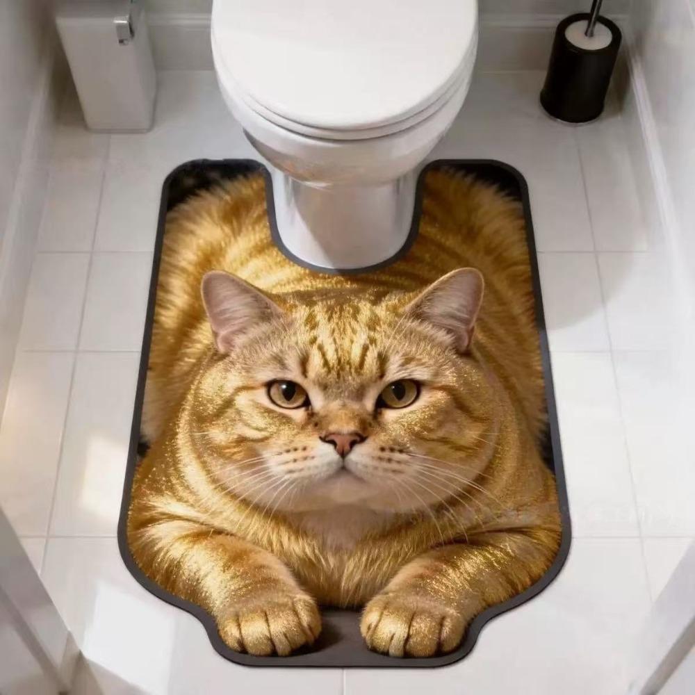 Quick-dry Bathroom U-shaped Mat Non-slip Bath Mat Fun Toilet Floor Rug Household