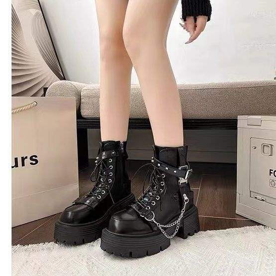 

Британские ботинки Мартина женские 2025 осень и зима новые панк y2k маленькие увеличивающие рост ретро милые крутые бархатные короткие ботинки 00 miscellaneous shoes randomly sent. чёрный