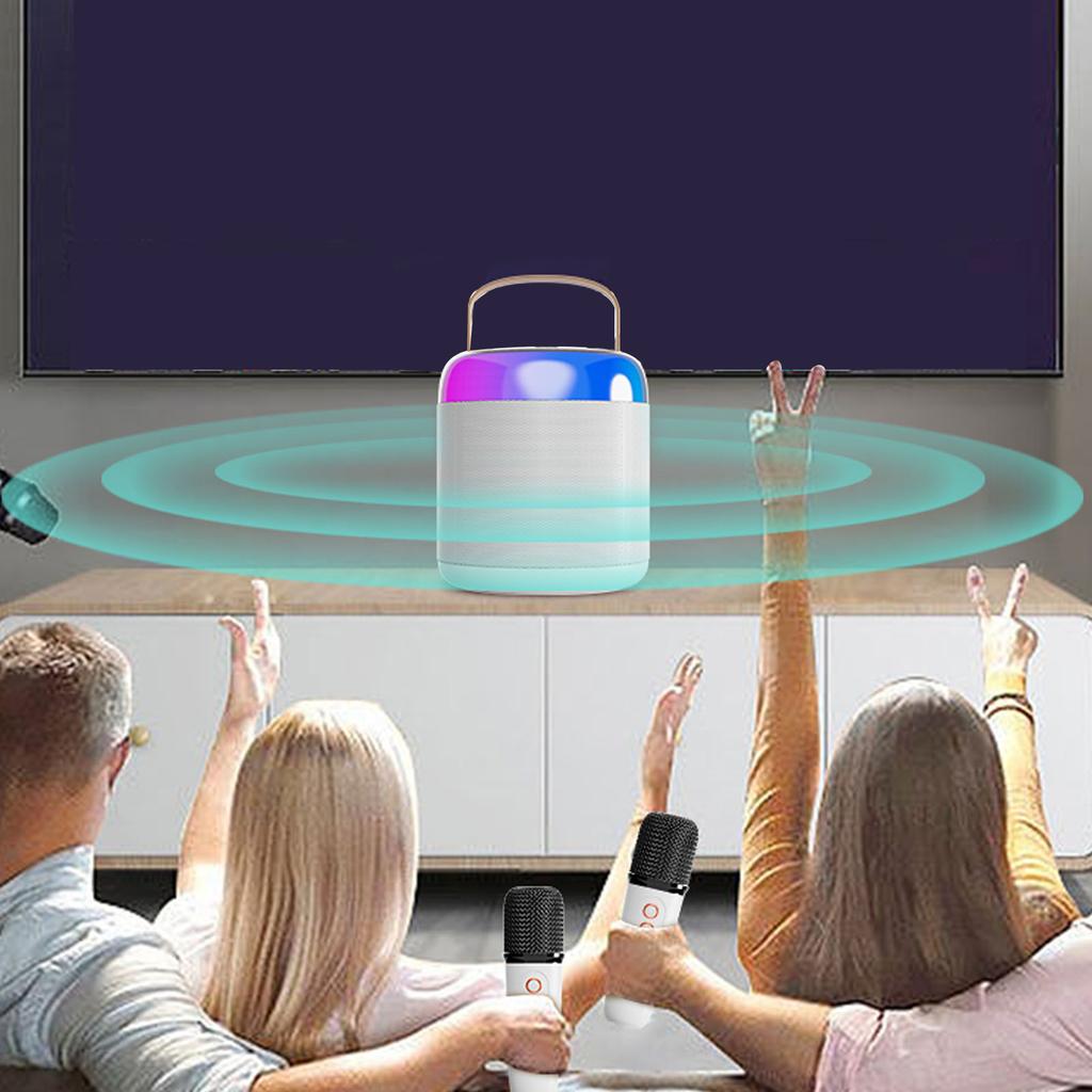 Wireless Karaoke Speakers RGB Light  5.3 Speaker with 2 Wireless Microphones Portable Karaoke Machine for Family Party
