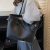 PU Leather Solid Color Large Capacity Tote Bag Casual Style Shoulder Bag Simple Design Hand Carry Purse for Women Use Bags