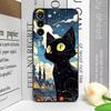 Künstlerische Schwarze Katze Sternennacht Handyhülle für Samsung S24 S23 S22 S21 S20FE Plus Ultra Cover für Samsung Galaxy S25 Edge Fundas