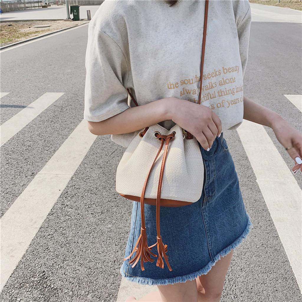 

Sagit Fashion Женщины Однотонная сумка через плечо Сумка-мессенджер Tote Шнурок