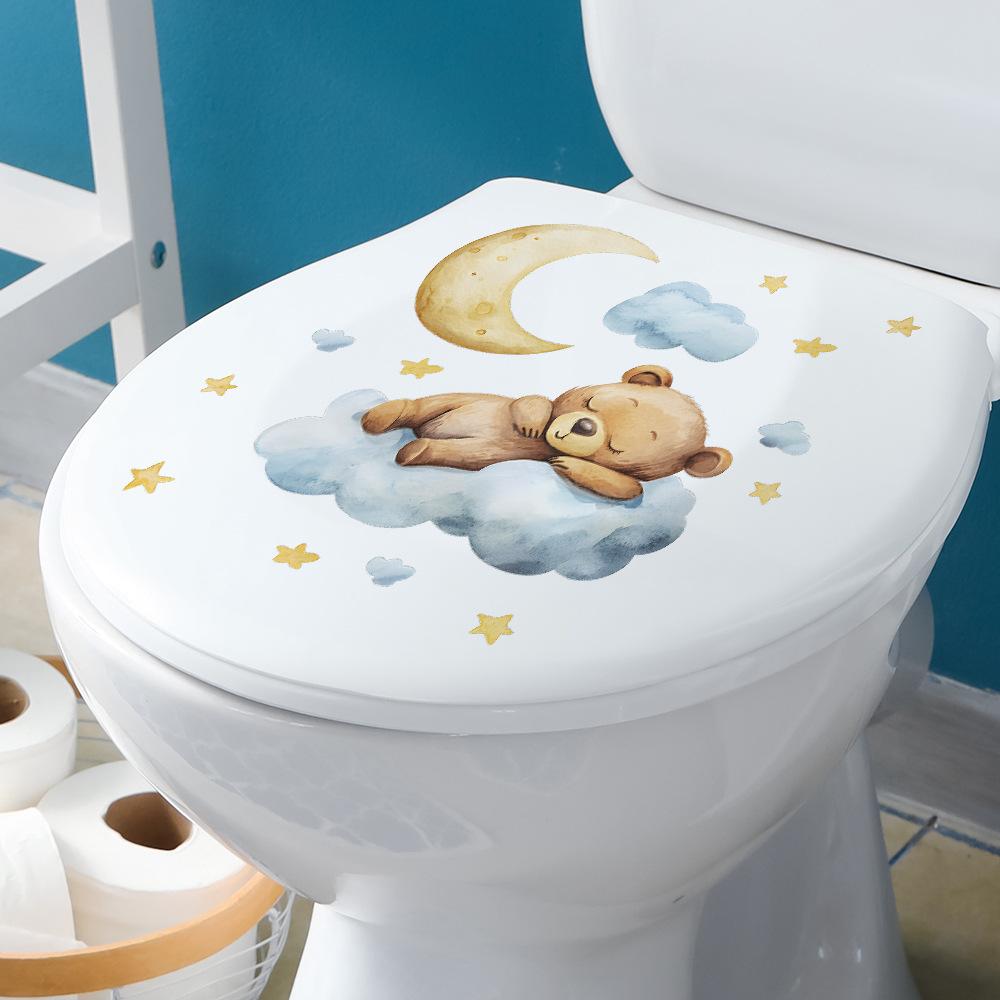 Cartoon Bear Moon Cloud Stars Wall Sticker Self-Adhesive Removable Hallway Dorm Home Decor