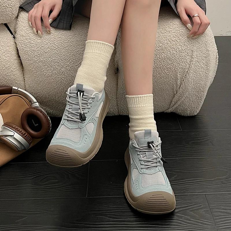 Ugly and Cute Big Toe Shoes 2024 New Autumn Thick Sole Height Increasing Retro Multifunctional Casual Sports Board Shoes