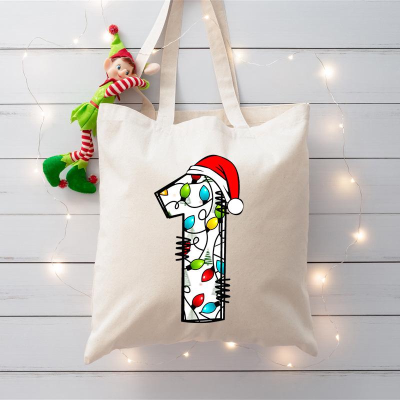 

Christmas alphanumeric printed eco-friendly canvas bag tote bag No specification