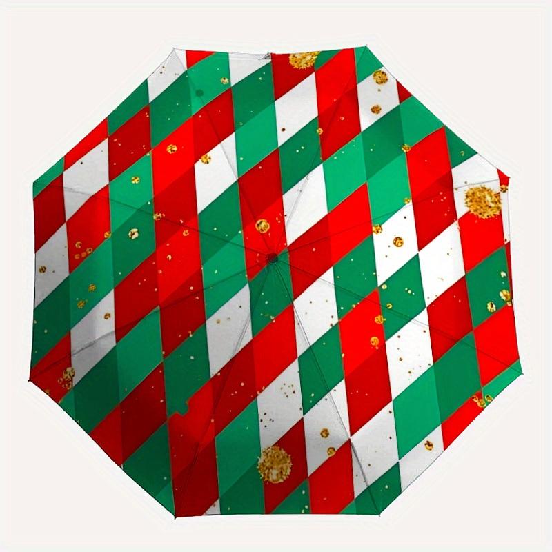

1pc Christmas Pattern Automatic Folding Umbrella - Portable Foldable Design with 8 Ribs, Durable Plastic & Iron Frame, Casual Outdoor Access