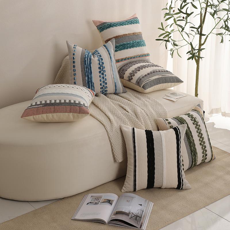 Nordic Style Tufted Colorful Velvet Woven Pillow Cover Single-sided Home Cushion Sofa Decorative Cushion Cover