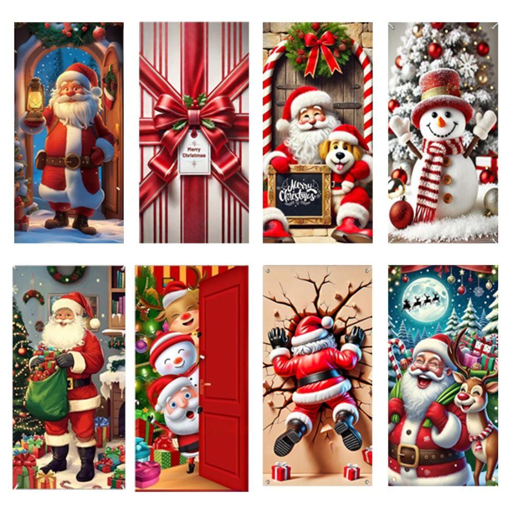 Door Hanging Christmas Door Banner Background Atmosphere Arrangement Christmas Tree Banner Holiday Props Old Man Snowman