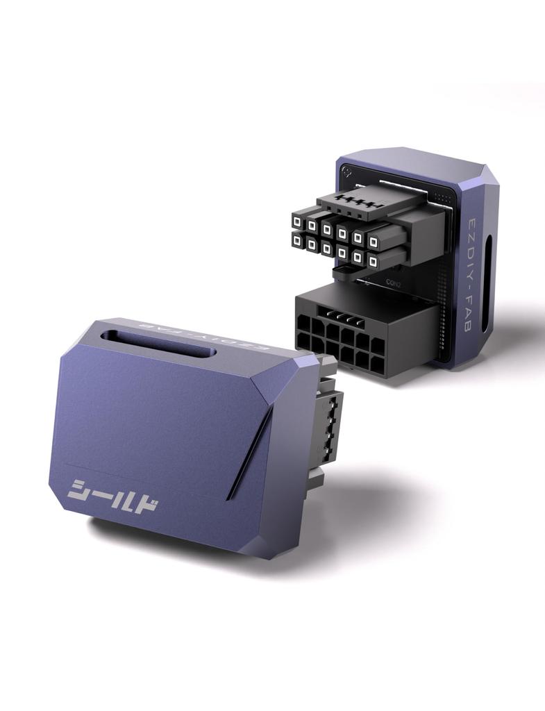 Shield Series PCIe 12VHPWR 180 Degree Right GPU Power GPU Compatible with and 4090 Standard Purple 1 Pack EZDIY-FAB 5.1 Adapter, 12+4 Pin, 600W,