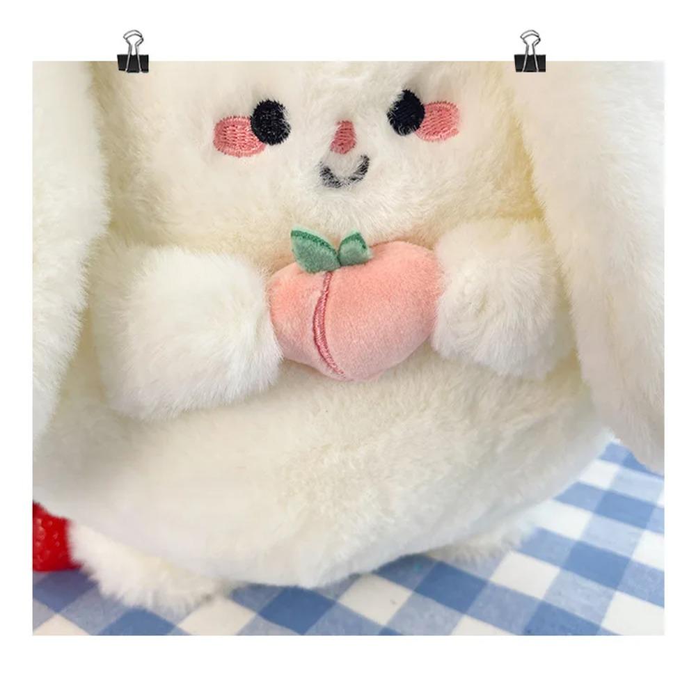 New Rabbit Kitten Plush Toy Backpack Stuffed Animal Rabbit Hold Peach Cat Hold Avocado Portable Shoulder Bag Girl Birthday Gifts