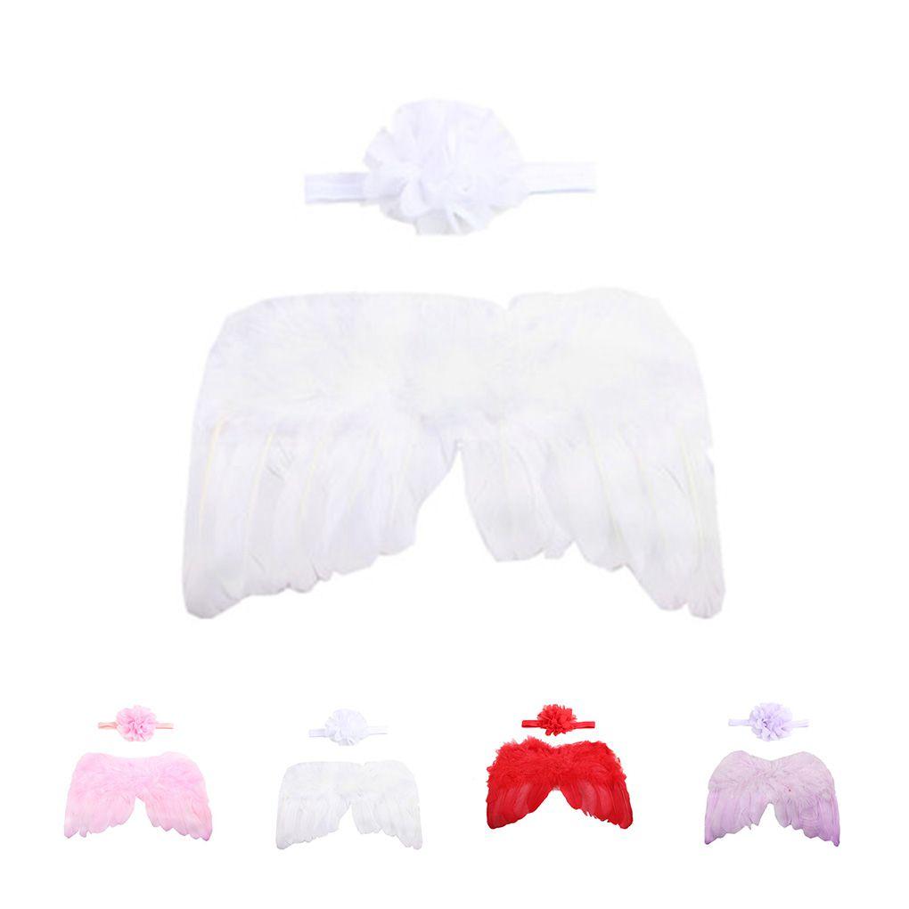 Baby Solid Color Angle Wing Headband Photograph Prop Suit Infant Clothes