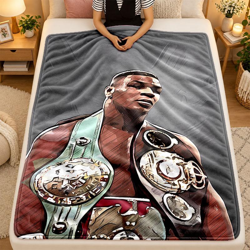 Flannel BlanketMike Tyson Warm Soft Throw Blanket for Indoor Sofa Bed Living Room Use