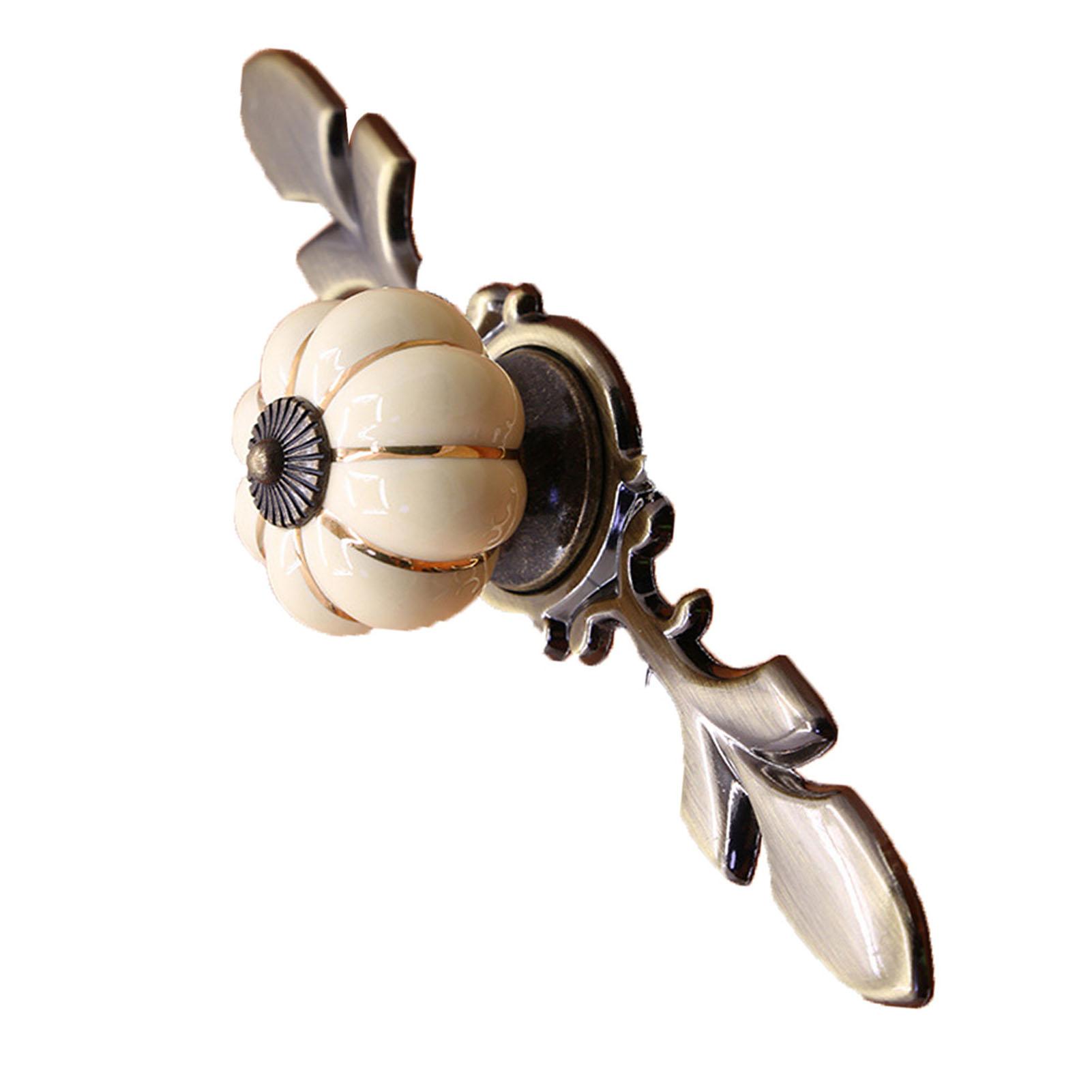 

Pumpkin Shape Ceramic Cabinet Wardrobe Drawer Pull Handle Furniture Knob Fitting (Ivory White)