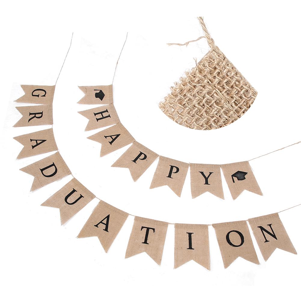 Burlap Banner Rustic Vintage Graduation Decorations Grad Party Decor for College High School