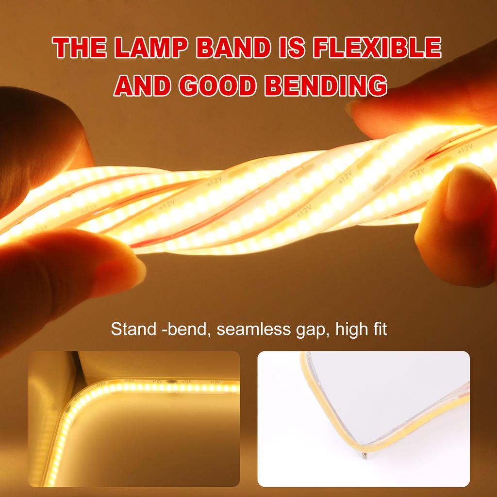 12V 24V IP68 Waterproof COB Neon Strip Hight Bright 320Leds/M Yellow/Pink/Red/White/I Blue/Pink Flexible Ribbon Rope LED Light