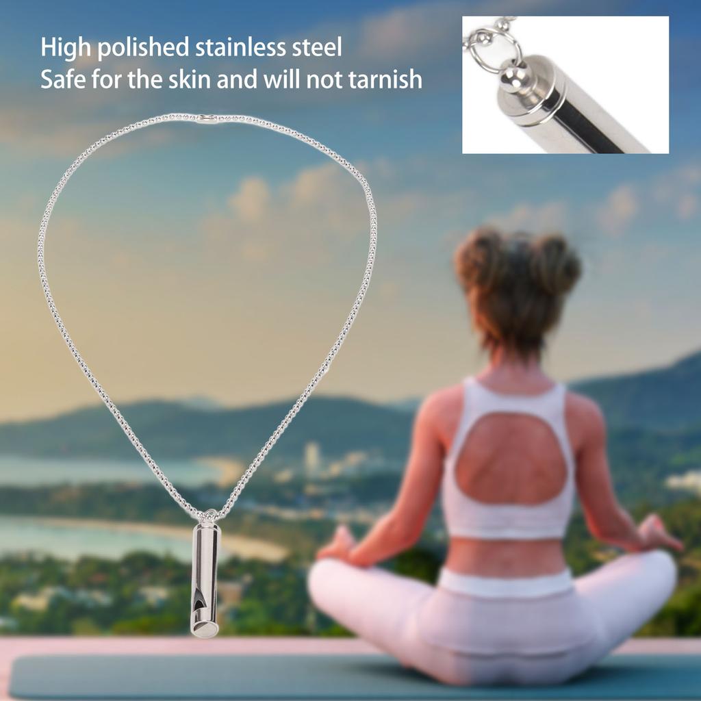 Stress Anxiety Relief Breathing Necklace Stainless Steel Meditation Whistle Necklace for Men Women
