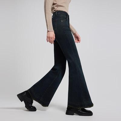 TAATU High-Waist Flocked Washed Flare Jeans
