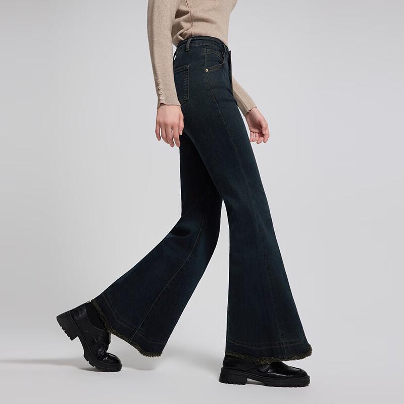 

TAATU High-Waist Flocked Washed Flare Jeans S