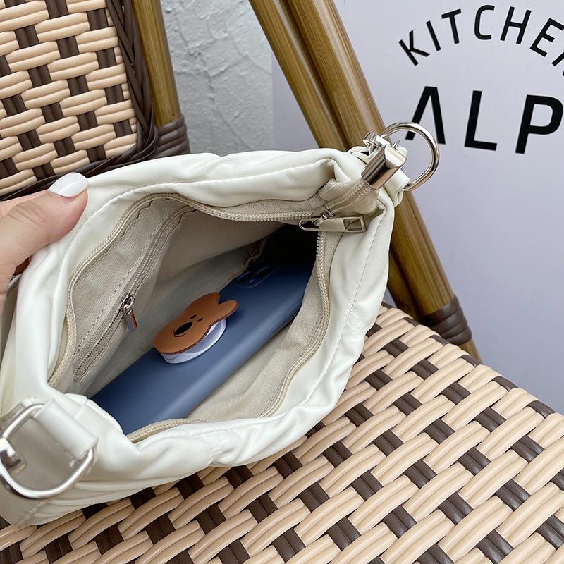 Luxury Design Shoulder Bags For Women PU Leather Pleated Underarm Bag Simple Small Purse and Handbags Casual Ladies Shopper Tote