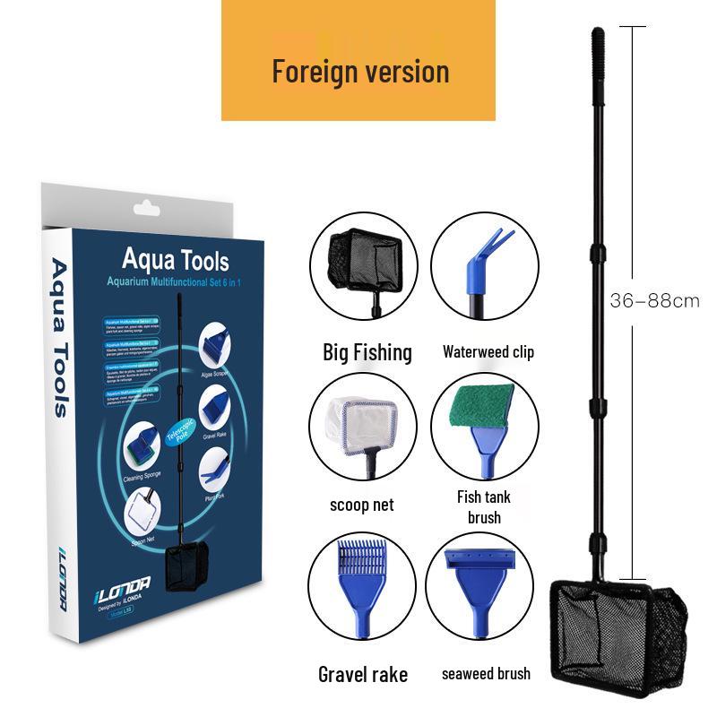 LONDA Aquarium Cleaning Set: Algae Remover, Scraper, and Fish Net Supplies
