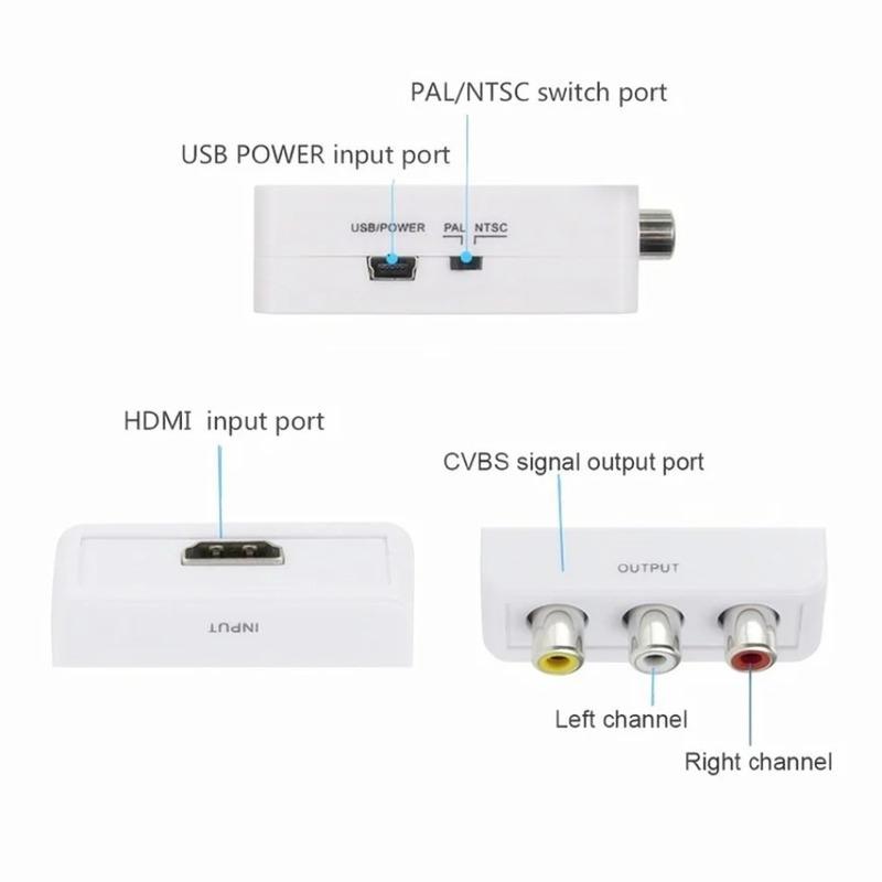 TABLLYUGE 1080P HDMI-compatible to AV RCA Converter Box HDMI2AV Adapter With USB Cable Support NTSC PAL For PC HDTV Projector