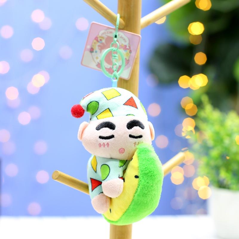 

New Pajamas Crayons Shin-shirt Keychain Pendant Plush Doll Couple School Bag Ornaments Grab Doll Gift 13cm