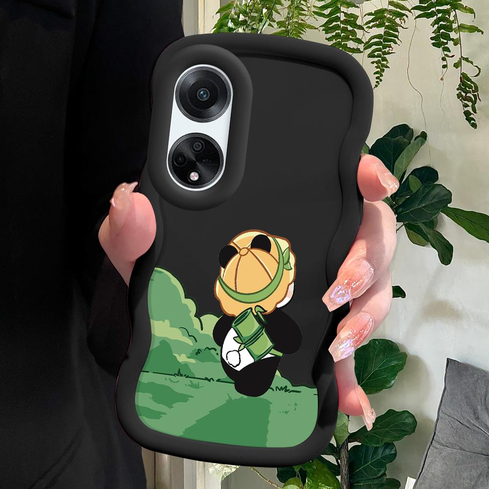 

Окрашенный узор Big Wave Edge Мягкий силиконовый материал Macaron чехол для телефона противоударный защитный резиновый чехол для OPPO Reno Realme OPPO A78 5G чёрный