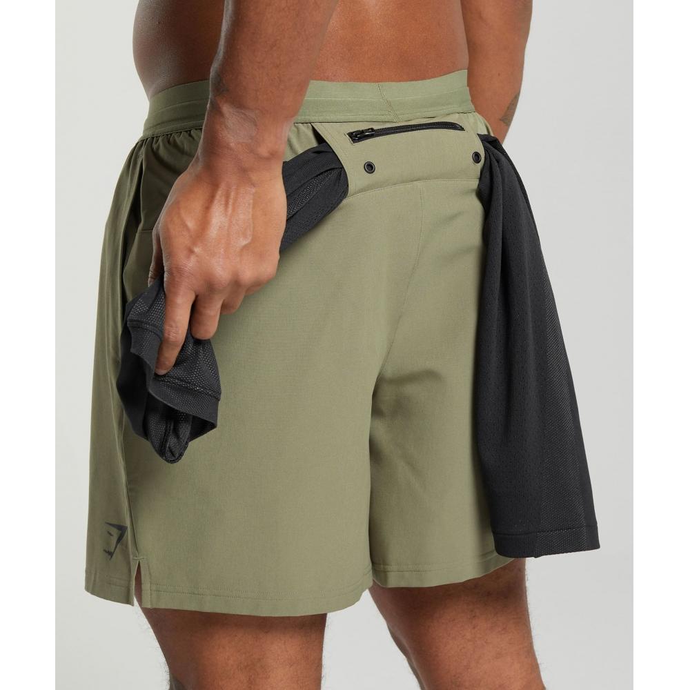 Gymshark Land To Water 6  Shorts Utility Green A5a6i Ecjp.