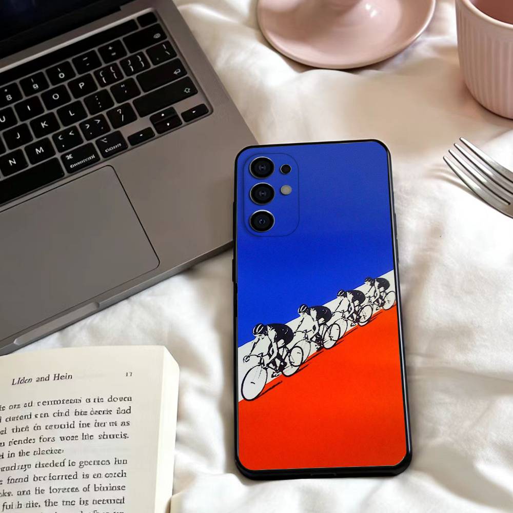 Cycling Bike Phone Case For Samsung S25,24,23,22,30,21,10,9,Ultra,Plus,Lite,FE,4,5 G Soft Black Case