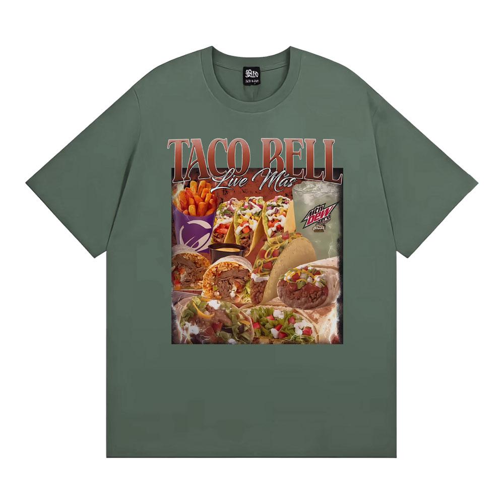 T-shirt Unisex in Cotone Stile Vintage Anni '90 Taco Bell Uomo Donna Moda Streetwear Magliette Casual Cotone Manica Corta Top