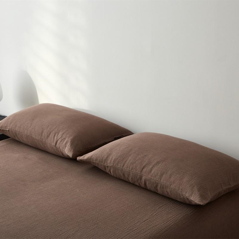 Modern Minimalist Cotton Double Gauze Pillowcases Set Of 2 - 48x74cm 40s Thread Count Woven Jacquard Reactive Dyed