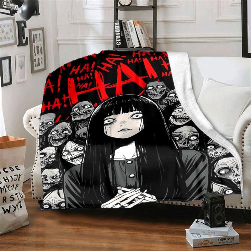 1pc Blanket Thriller Manga Junji Ito Tomie0 Print Design, Lightweight Blanket for Sofa, Bed- Soft &Warm, Gift for All Seasons like Christmas, Hallowee
