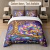 Wolf Fox Theme Custom Text Or Name 3Pcs Bedding Set 1 Flat Sheet & 2 Pillowcases Personalized Home Bedding