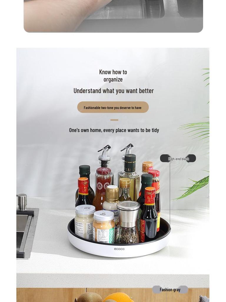 Multifunktionales drehbares Gewürzregal für Küchenarbeitsplatte - Großer Organizer für Gewürz- und Saucenflaschen