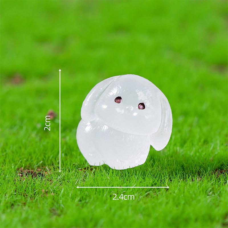 8Pcs Luminous Rabbit Miniature Figurines Fairy Garden Decoration 8 Postures Cute Bunny Home Decor Glow At Night Desk Ornaments